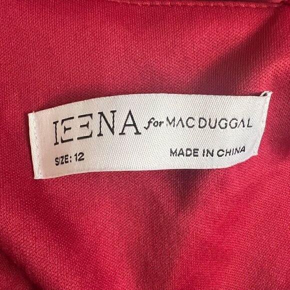 Mac Duggal Womens Deep Red Satin Bow One-Shoulder Midi Dress Size 12 - Picture 4 of 8